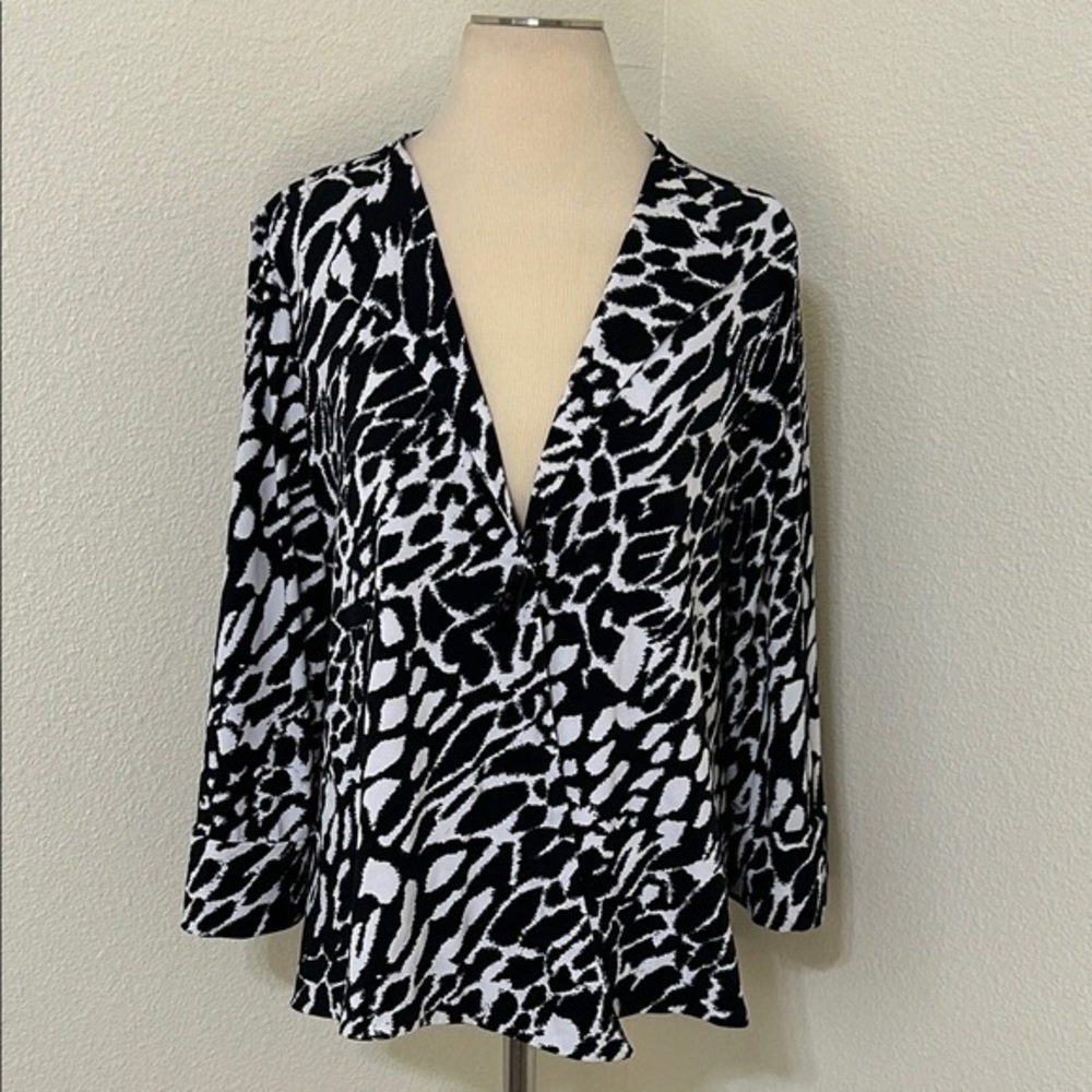 Allison Daley Black & White Animal Print Women's Top Medium like 8 or 10